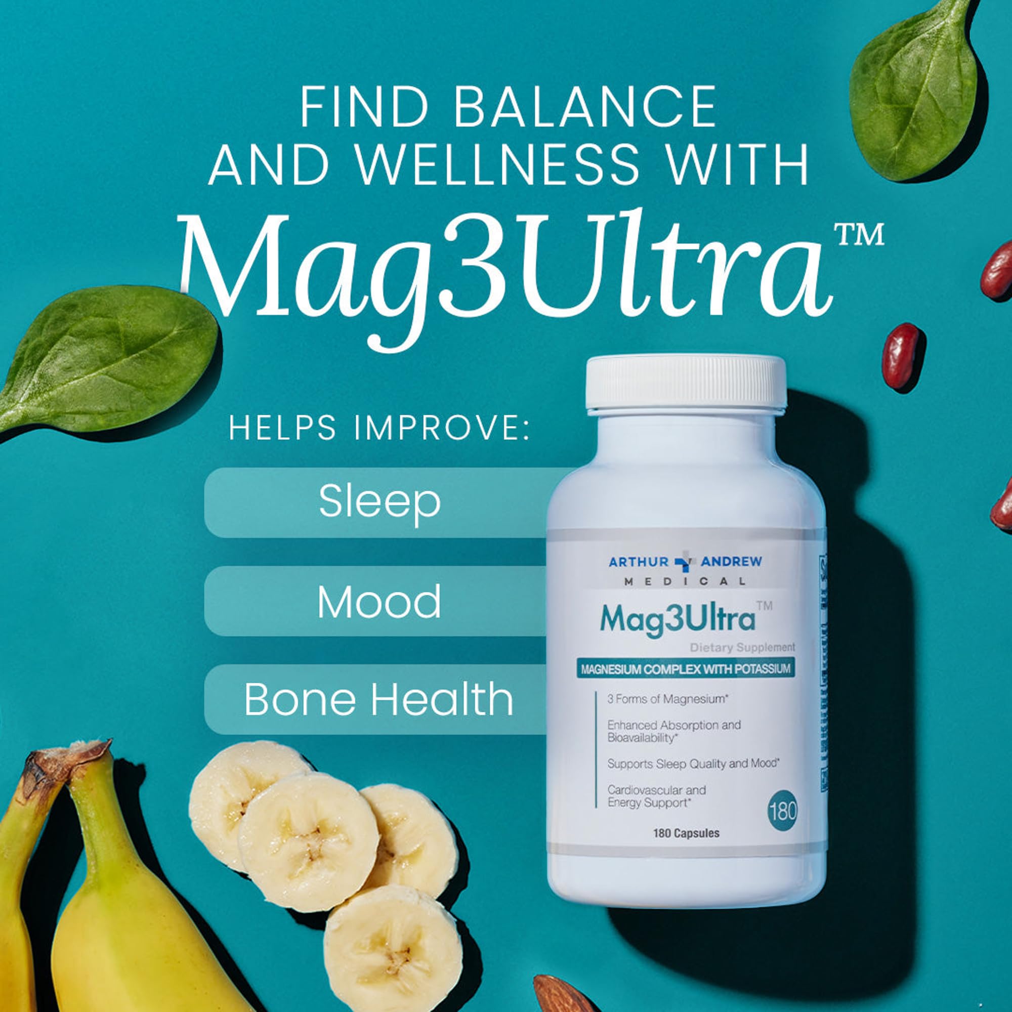 Arthur Andrew Medical Mag3Ultra Magnesium Supplement on a table