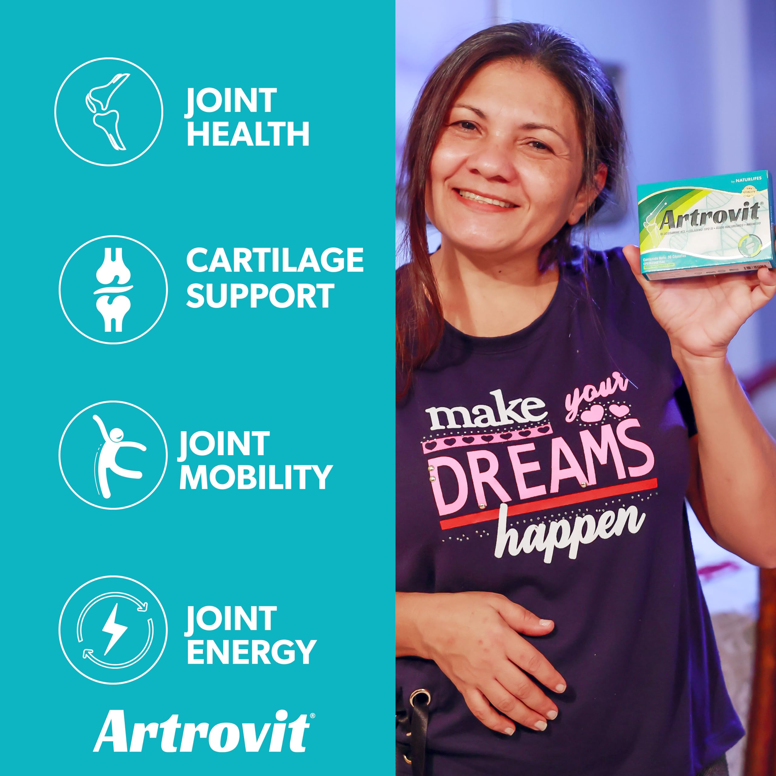 Artrovit Joint Support Supplement packaging side view