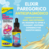 Arymar Elixir Paregorico Antiespasmodico 1oz liquid supplement bottle on a table