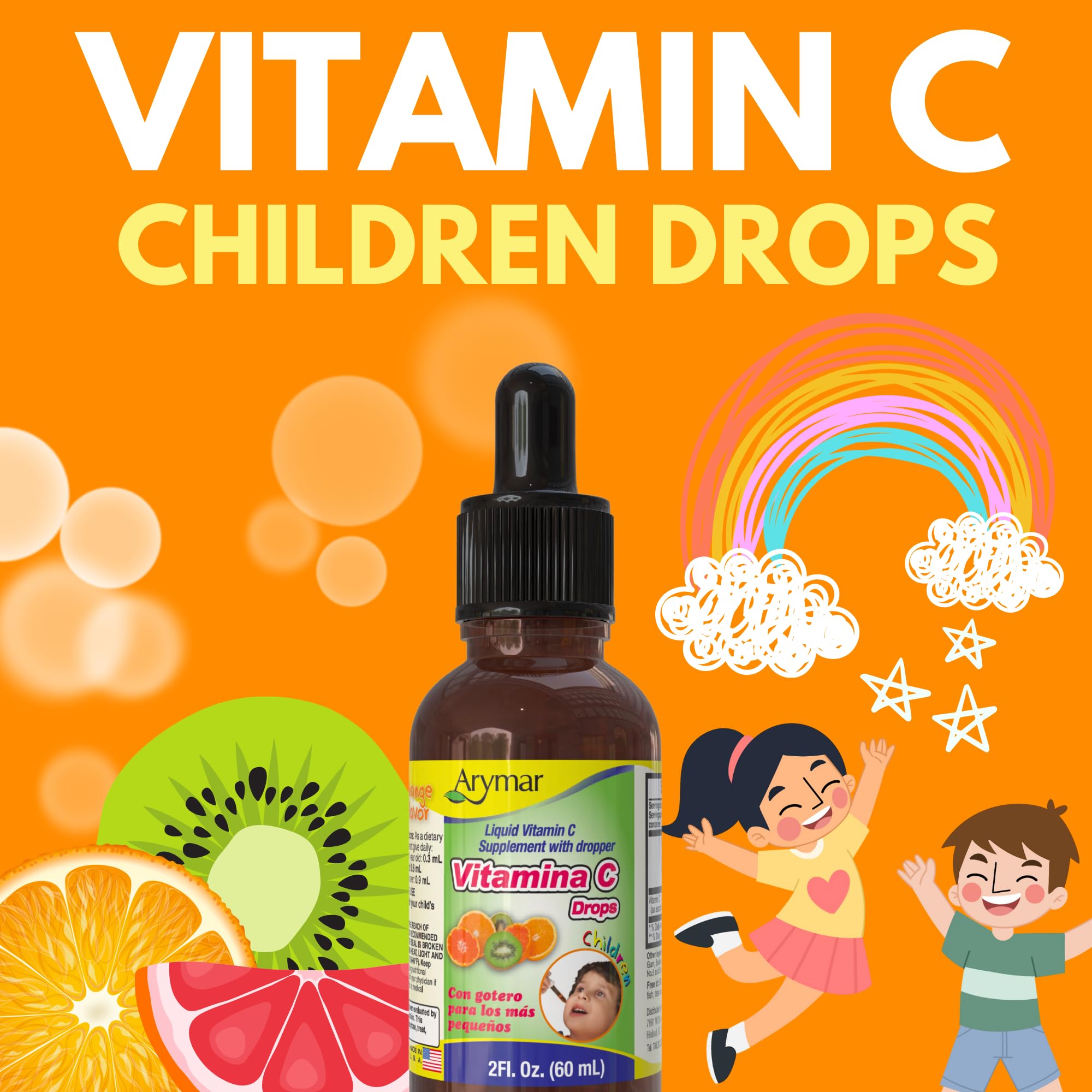 Arymar Vitamin C Liquid Supplement on a kitchen counter