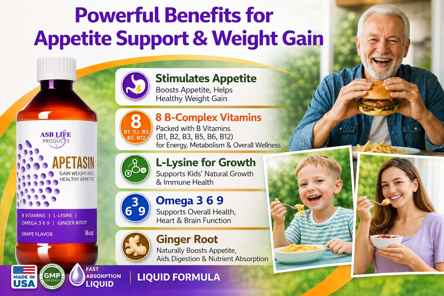 ASB Life Products Apetasin Capsules on a kitchen counter