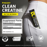 Ascent Clean Creatine Monohydrate 109g side view with Creapure label