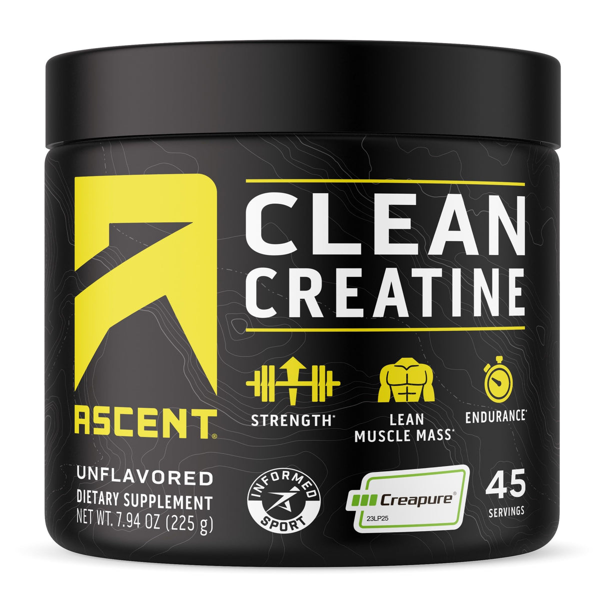Ascent Clean Creatine Monohydrate 225g front view