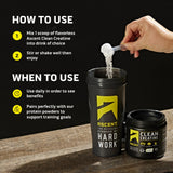 Ascent Clean Creatine Monohydrate 225g with workout gear