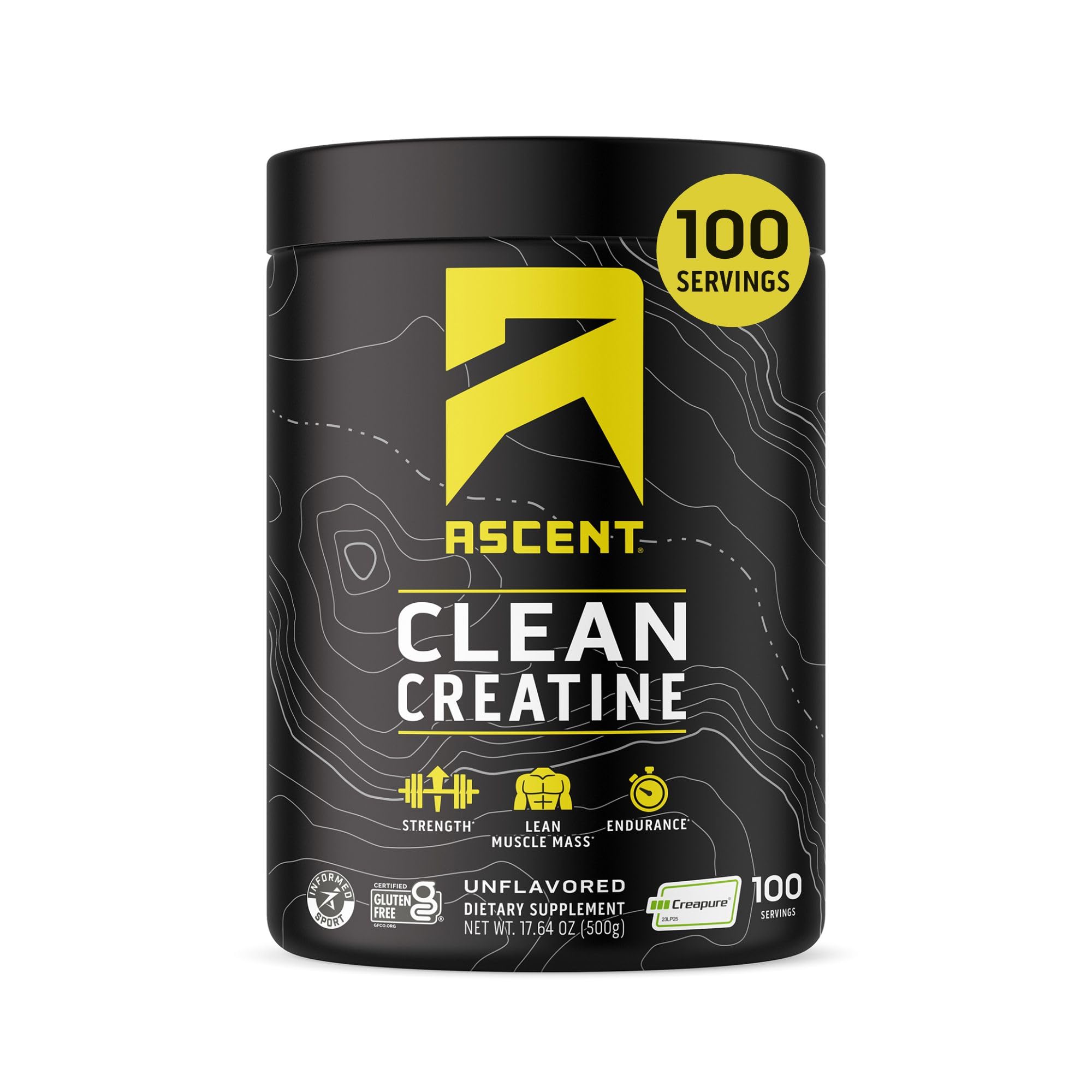 Ascent Clean Creatine Monohydrate 454g front view