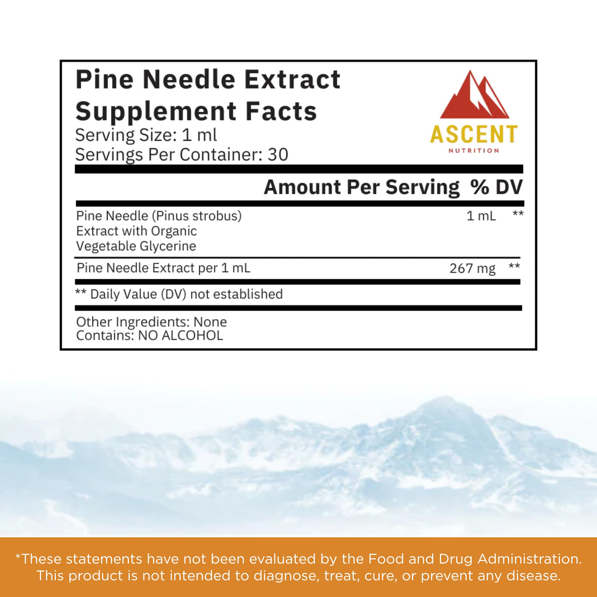 Ascent Nutrition Eastern White Pine Extract 28g tincture back view