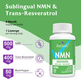Ascuoli NMN 500mg + Trans-Resveratrol 400mg Supplement ingredients list