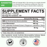 Ascuoli NMN 500mg + Trans-Resveratrol 400mg Supplement tablets close-up