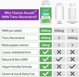 Ascuoli NMN 500mg + Trans-Resveratrol 400mg Supplement with measuring spoon
