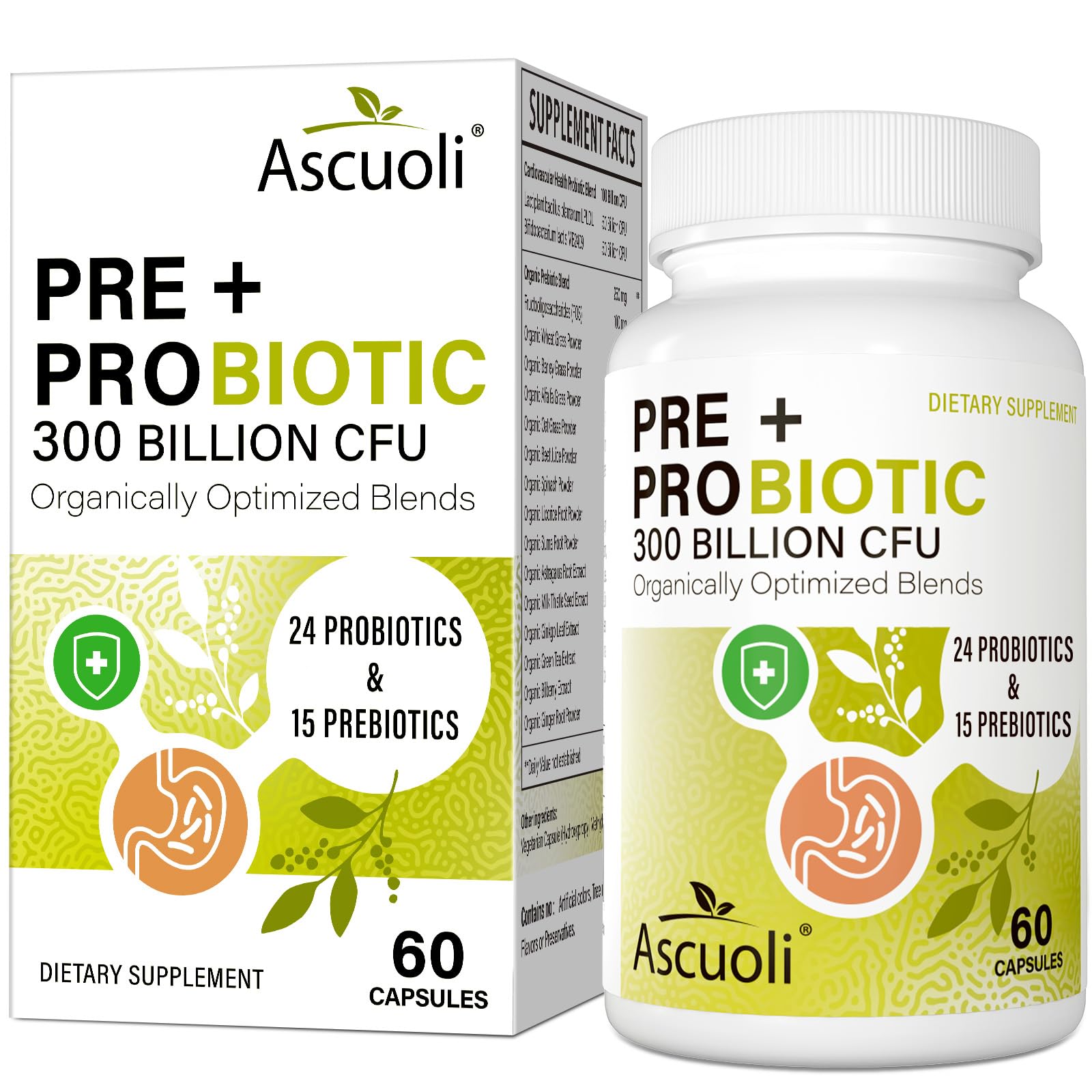 Ascuoli Probiotics 3 in 1 Supplement bottle front view