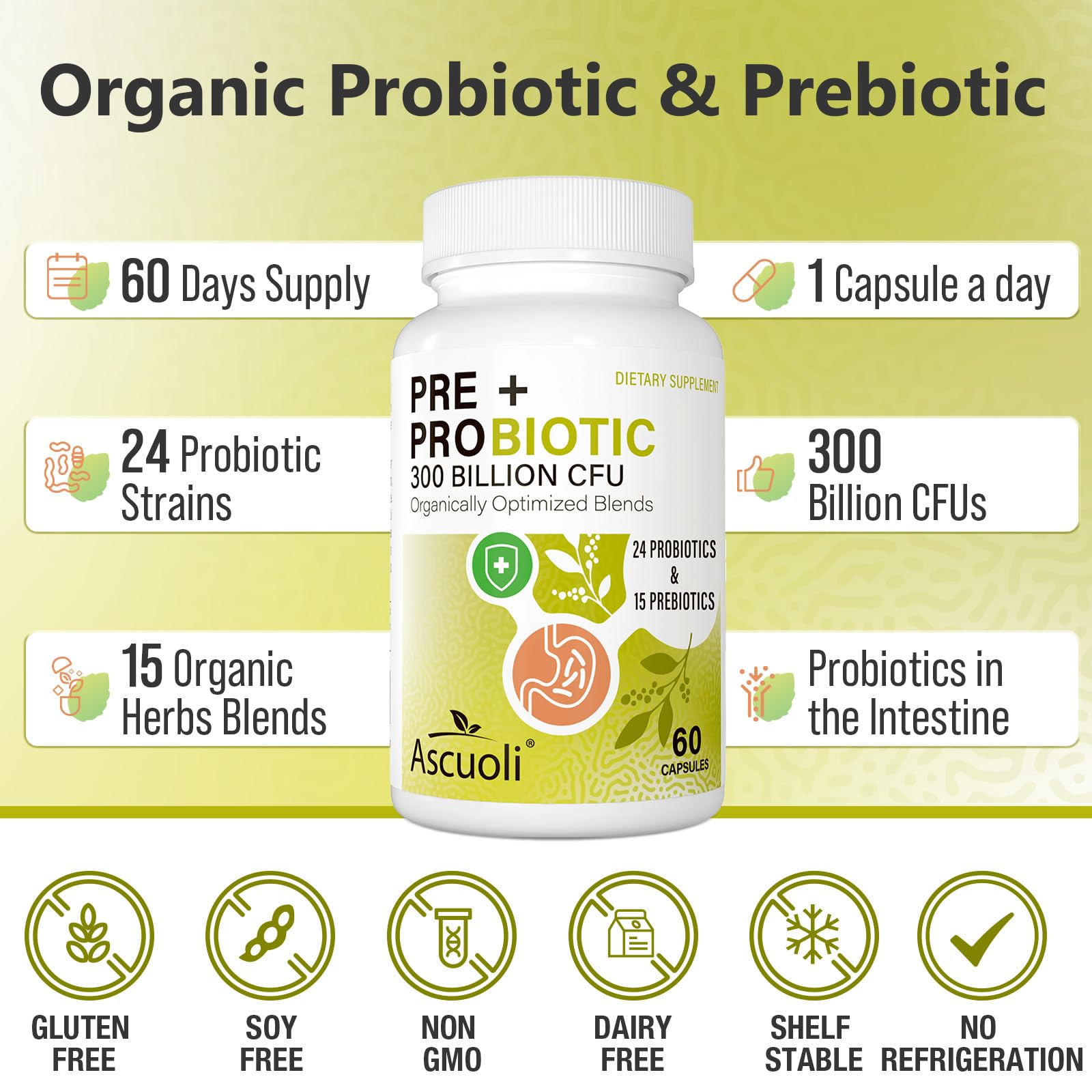 Ascuoli Probiotics 3 in 1 Supplement side view