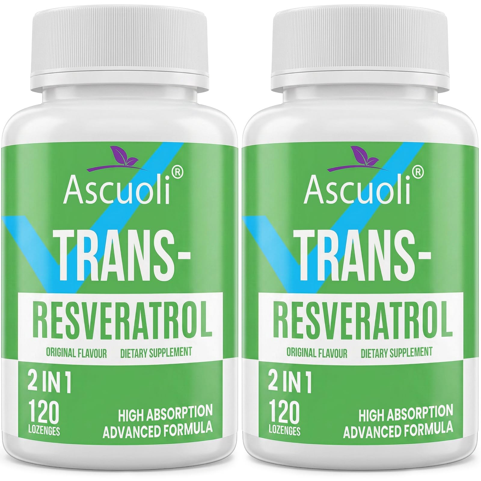 Ascuoli Sublingual Trans-Resveratrol 900 mg Supplement bottle front view