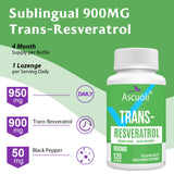 Ascuoli Sublingual Trans-Resveratrol 900 mg Supplement bottle side view