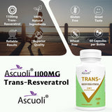 Ascuoli Trans-Resveratrol capsules opened bottle view