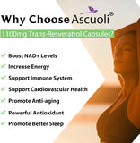 Ascuoli Trans-Resveratrol capsules with Black Pepper Extract label