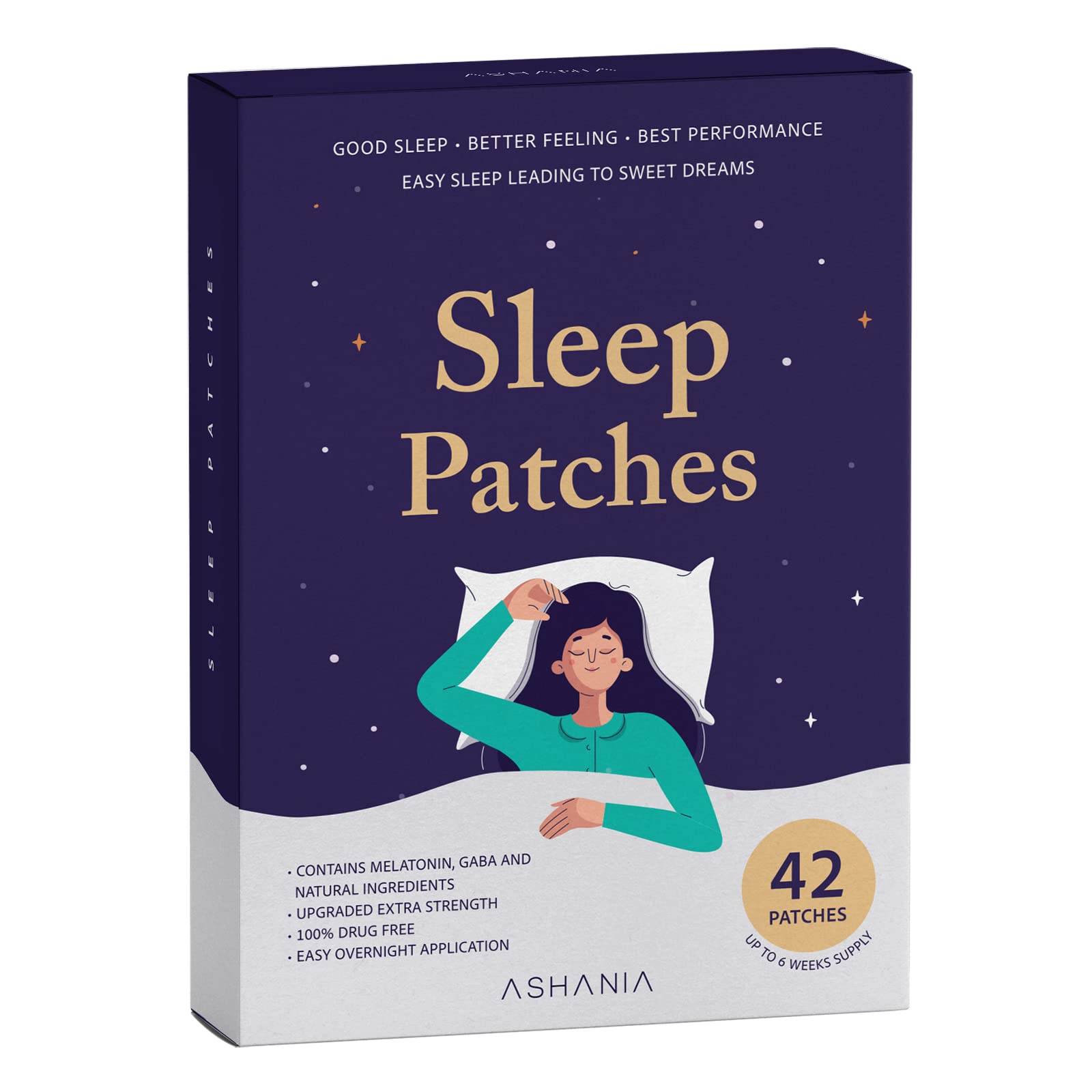 Ashania Sleep Patches 42 Count pack front view