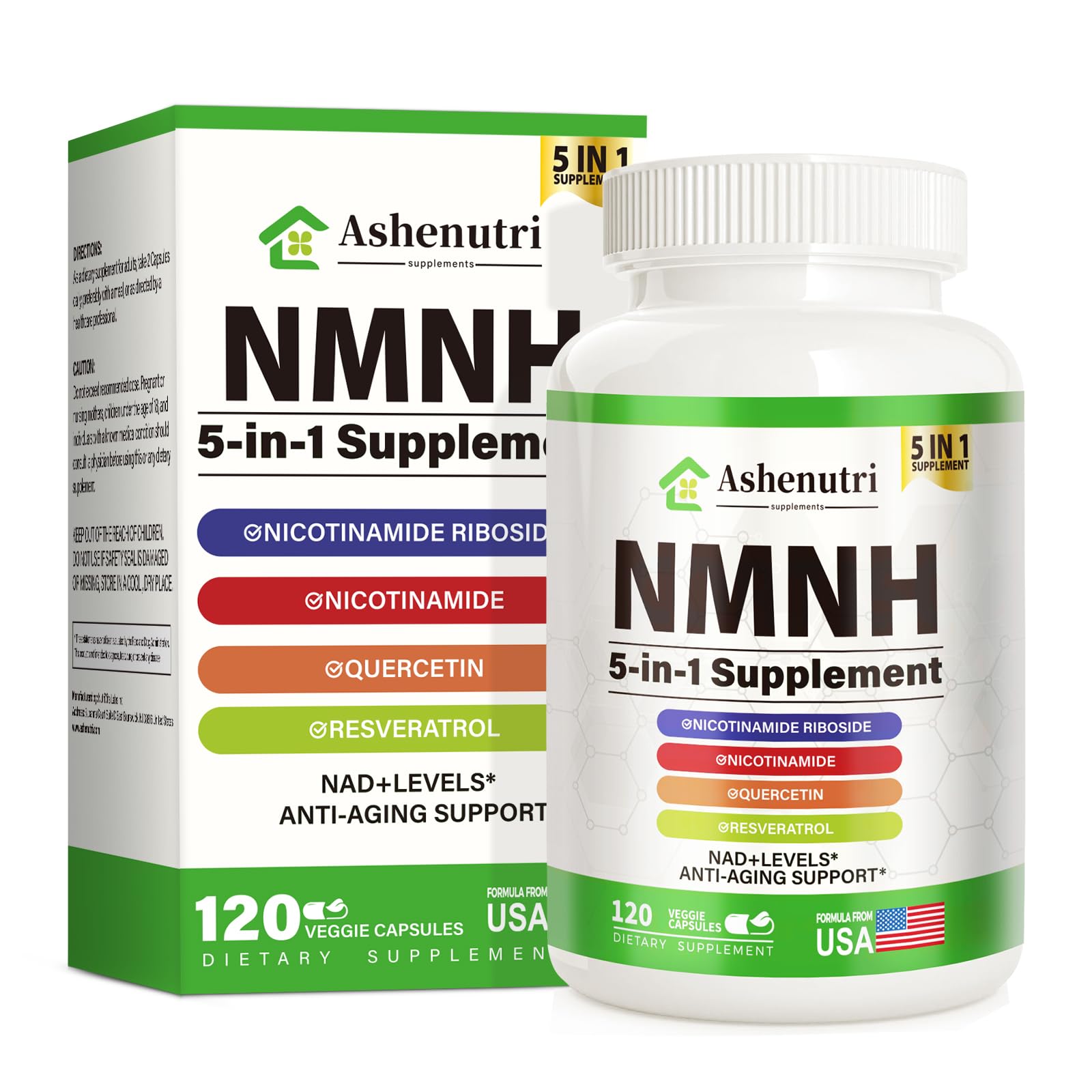 Ashenutri B3 (Niacin) Supplement 120 capsules front view
