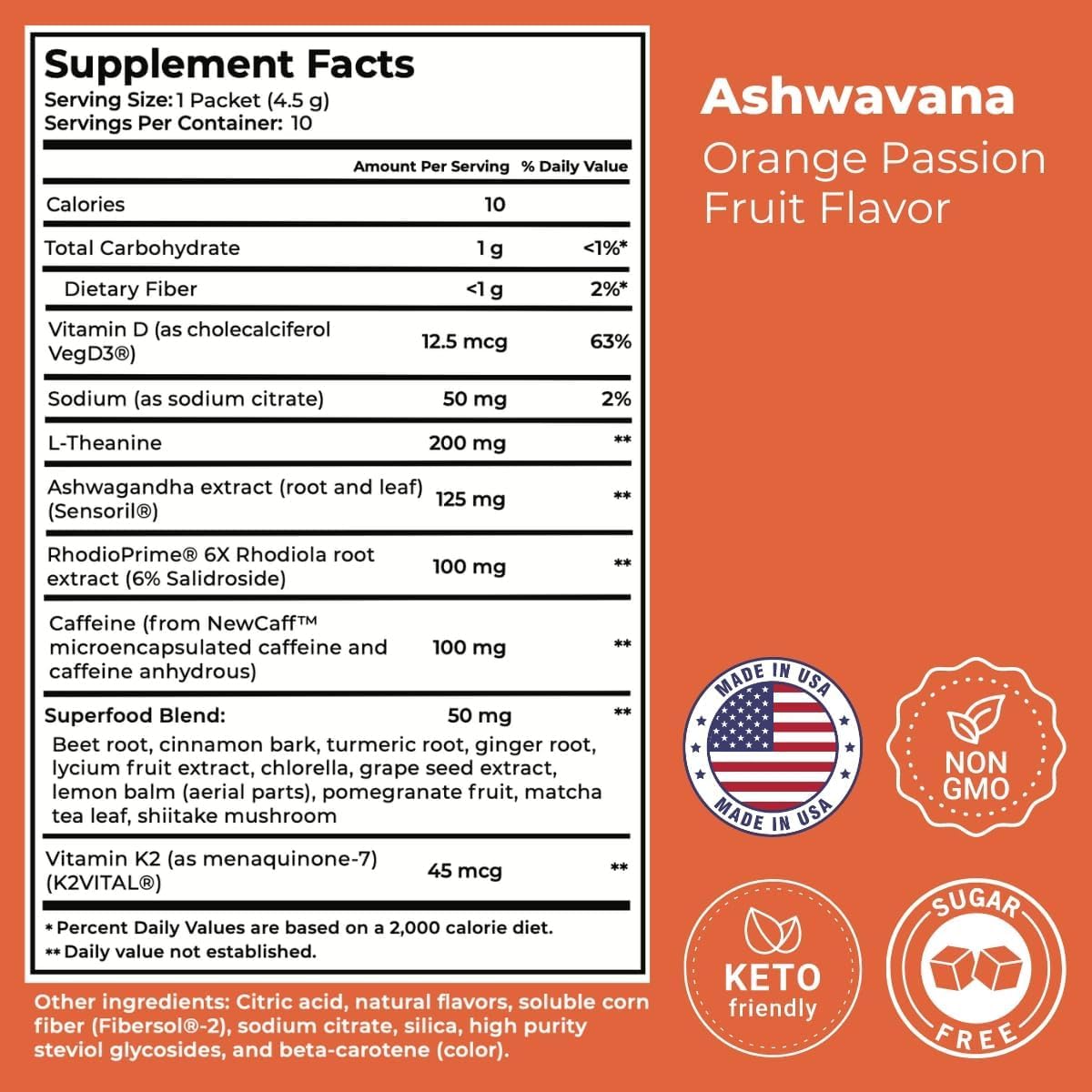 ASHWAVANA Ashwagandha & Rhodiola capsules with ingredients list