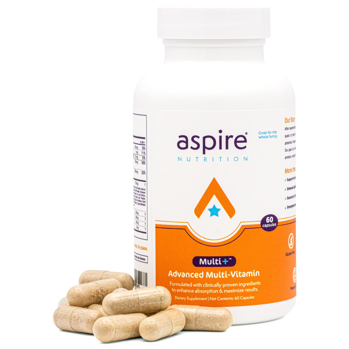 Aspire Nutrition Multi+ Advanced Multivitamin Capsule front view