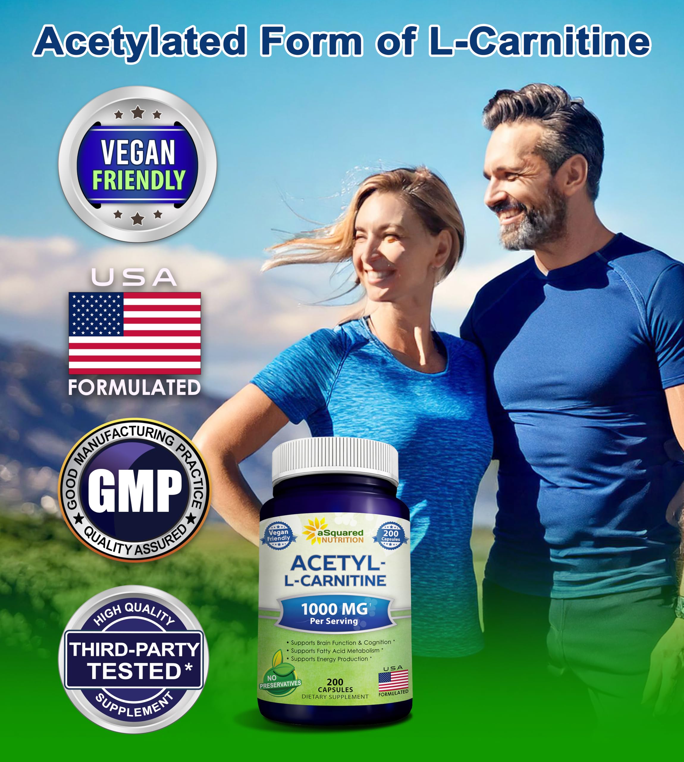 aSquared Nutrition Acetyl L-Carnitine 1000mg bottle side view