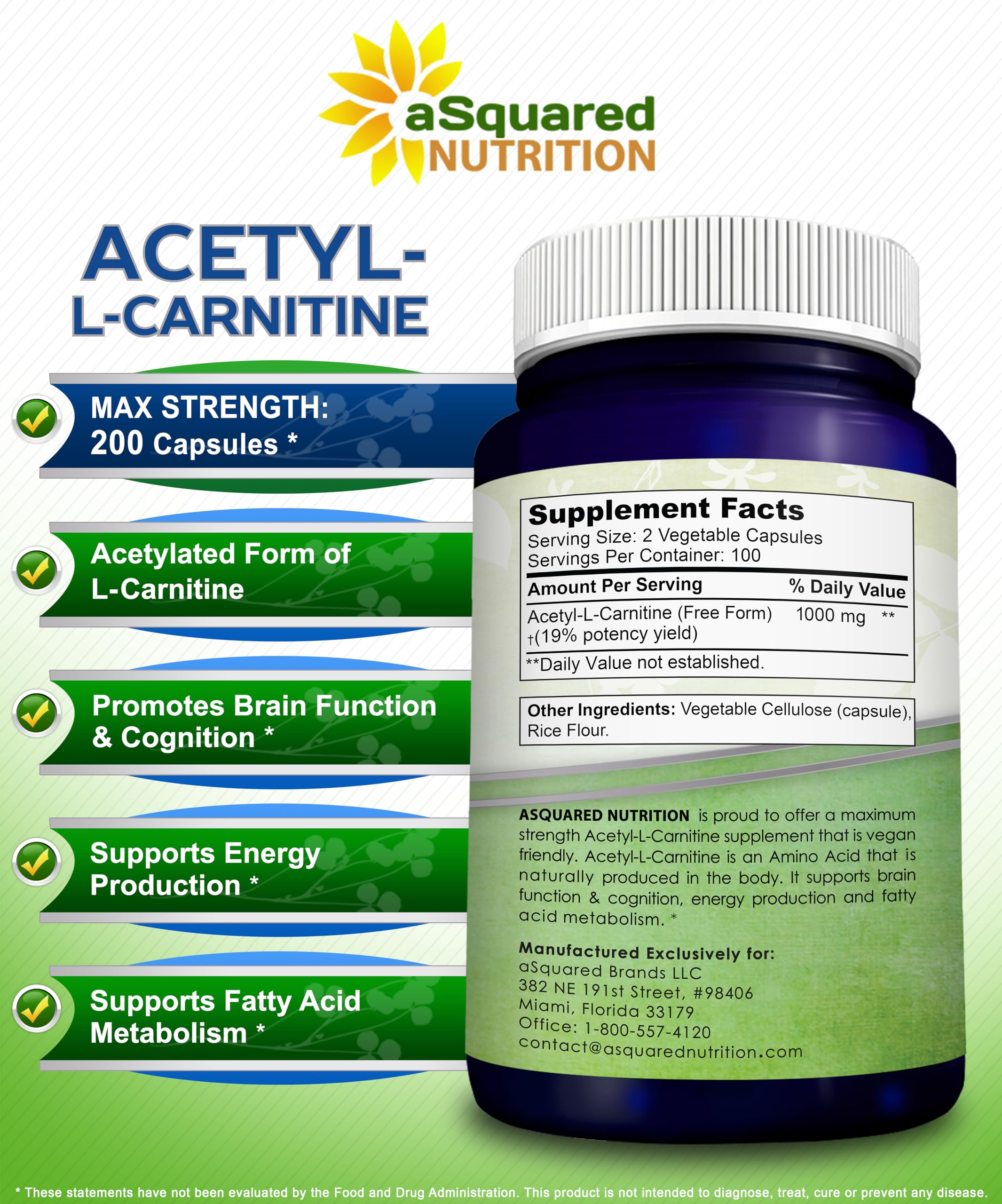 aSquared Nutrition Acetyl L-Carnitine capsules on a wooden table