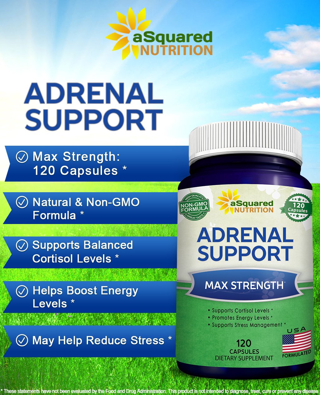 aSquared Nutrition Adrenal Support Capsules side view