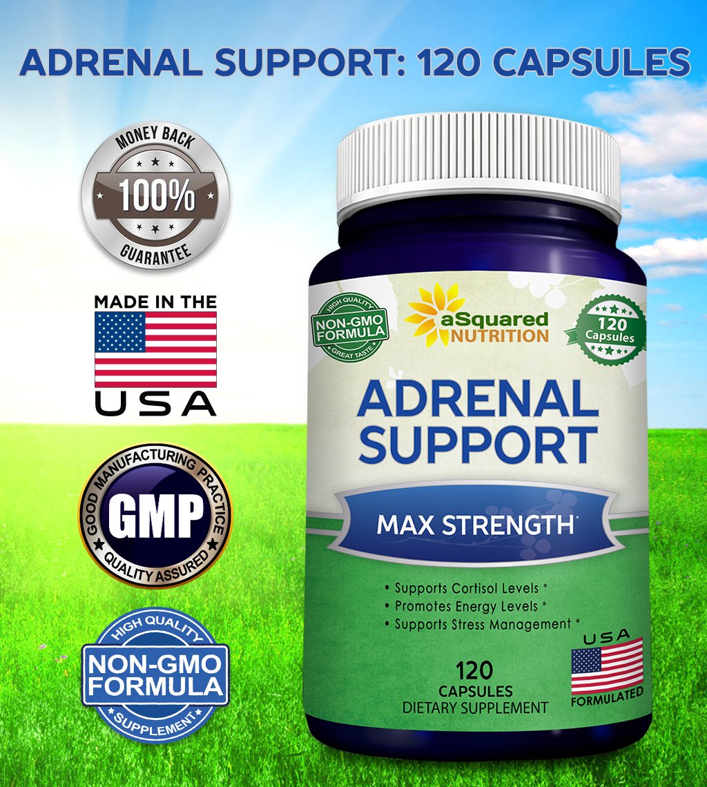aSquared Nutrition Adrenal Support Capsules with ingredients list