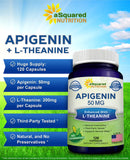 aSquared Nutrition Apigenin and L-Theanine Sleep Supplement bottle side view