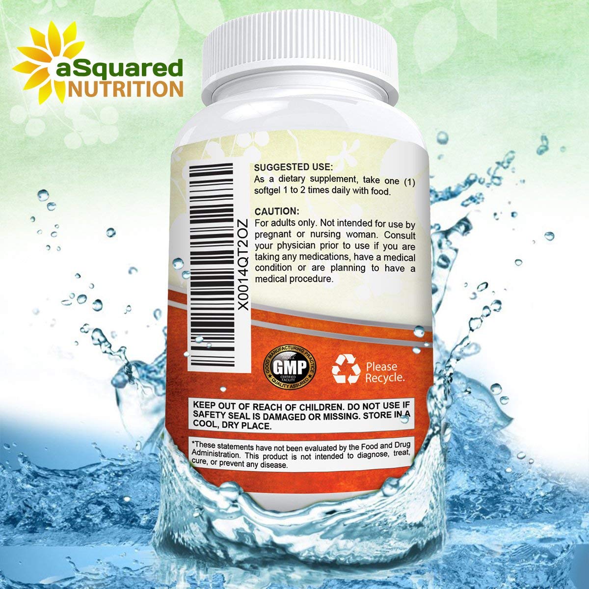 aSquared Nutrition Astaxanthin 10mg Softgels with measuring spoon
