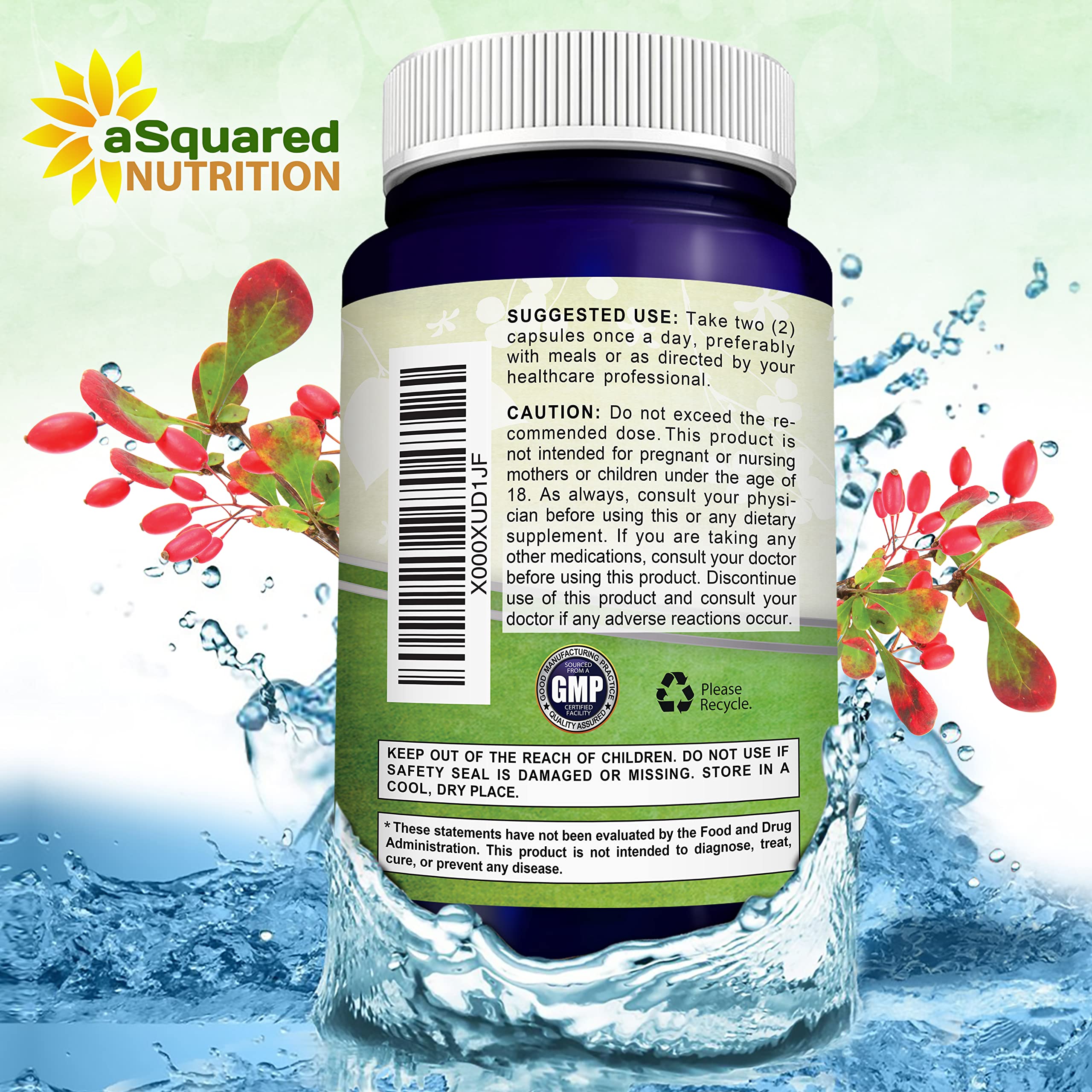 aSquared Nutrition Berberine HCl 1000mg capsules on wooden table