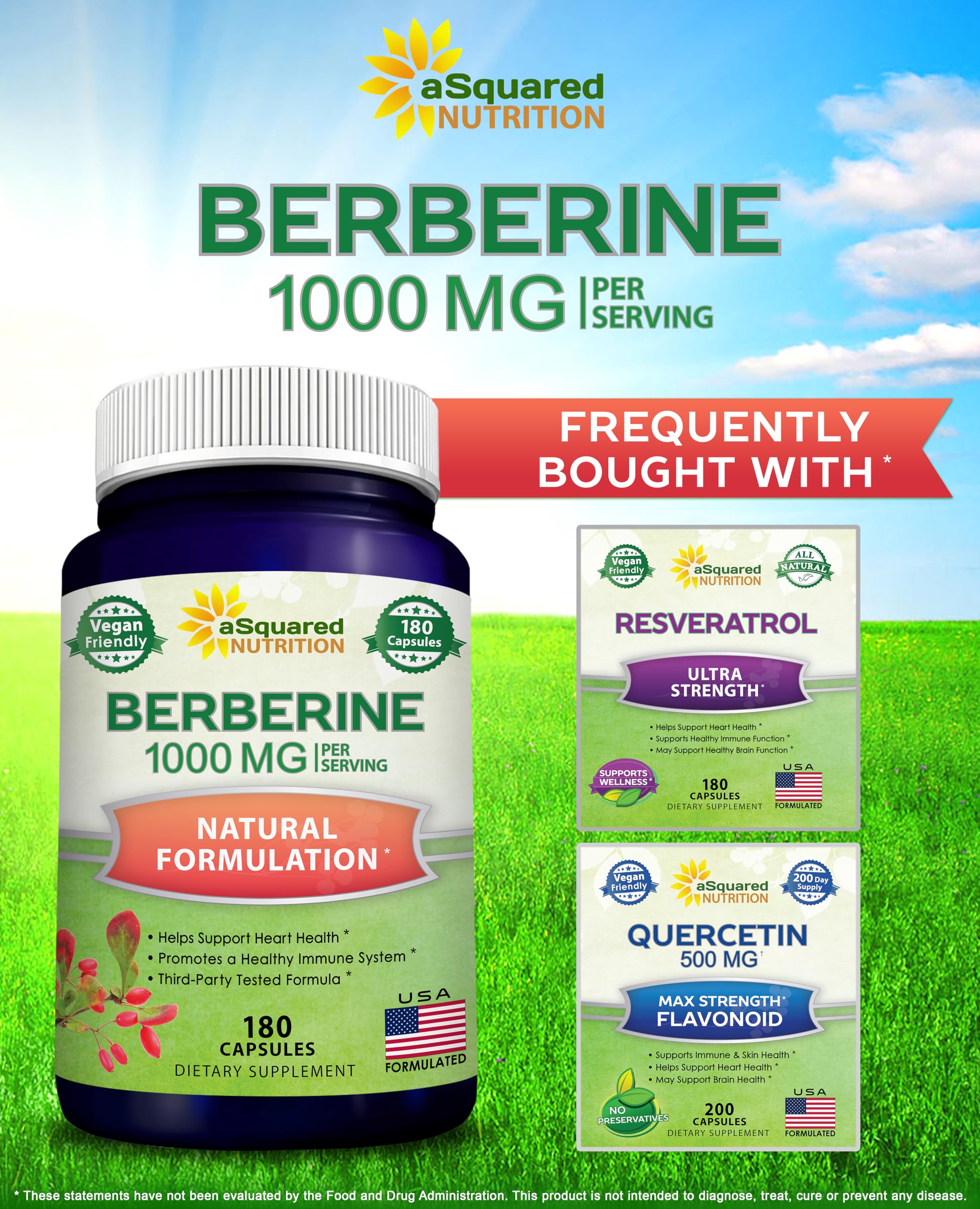aSquared Nutrition Berberine HCl 1000mg supplement with measuring spoon