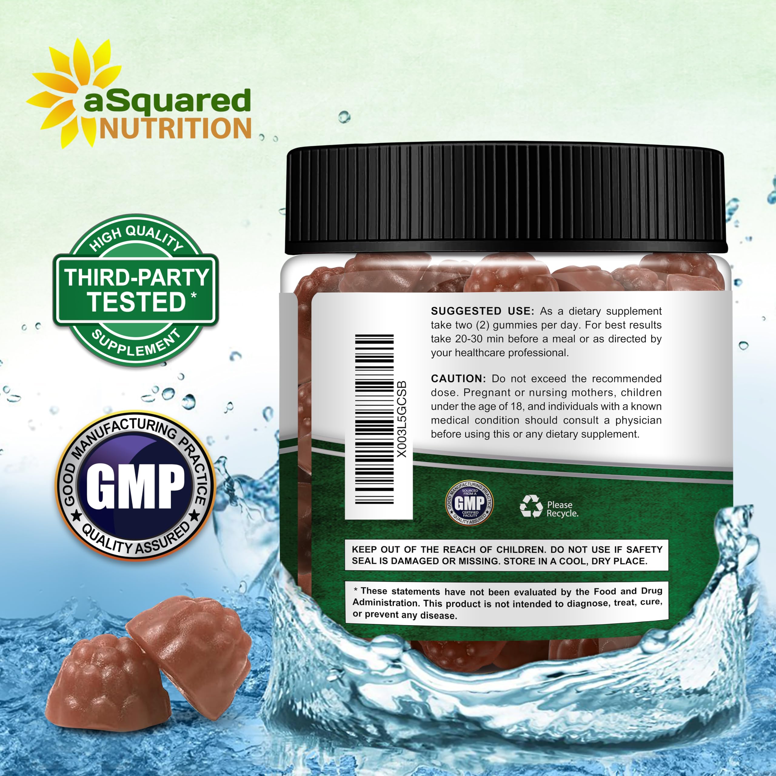 aSquared Nutrition Citrus Bergamot Gummies with fresh citrus fruits
