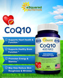 aSquared Nutrition CoQ10 400mg bottle with 100 capsules