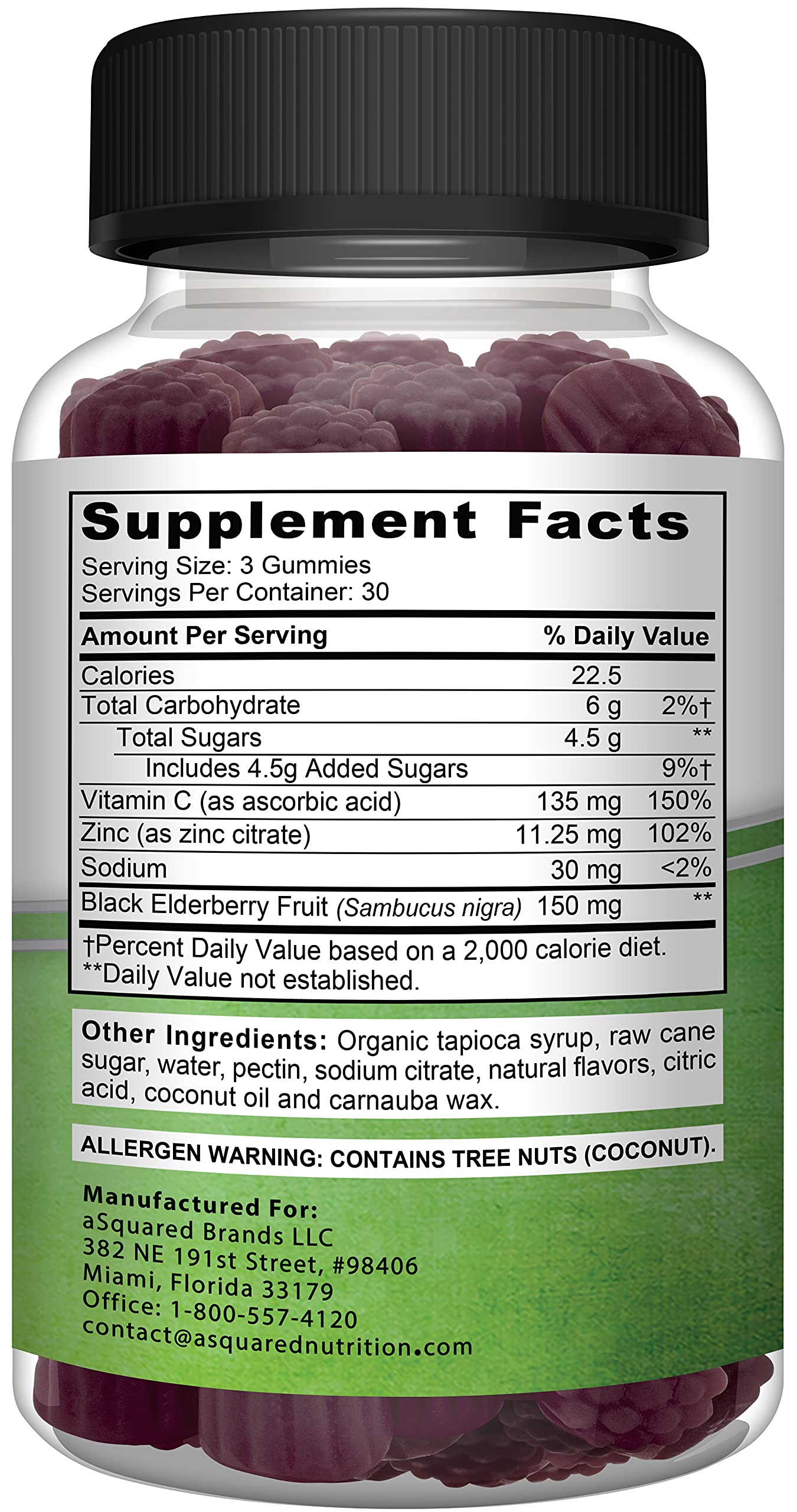aSquared Nutrition Elderberry Gummies lifestyle scene with fruits