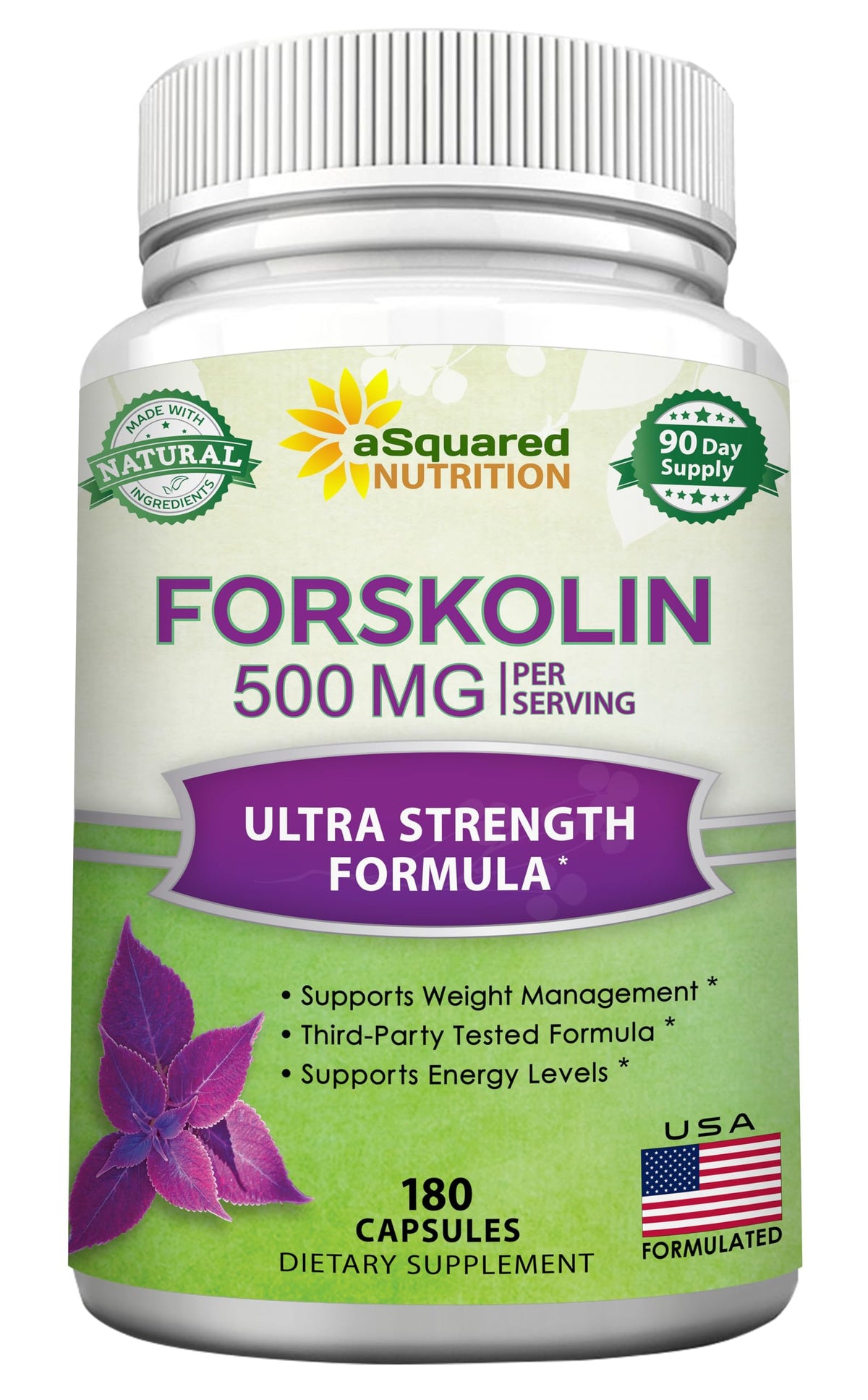 aSquared Nutrition Forskolin 500mg fat burner front view