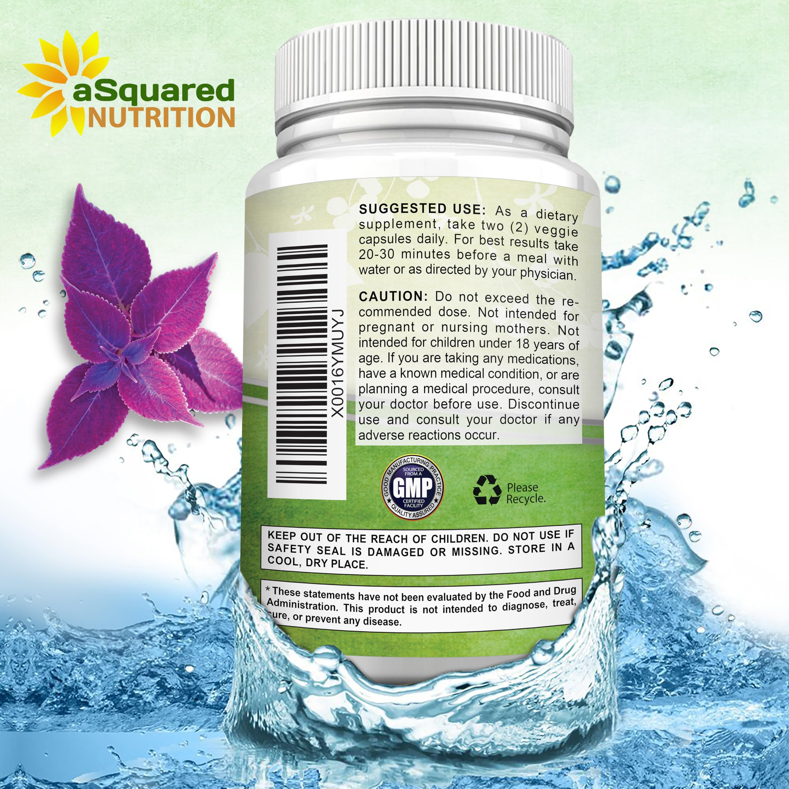 aSquared Nutrition Forskolin 500mg nutritional information