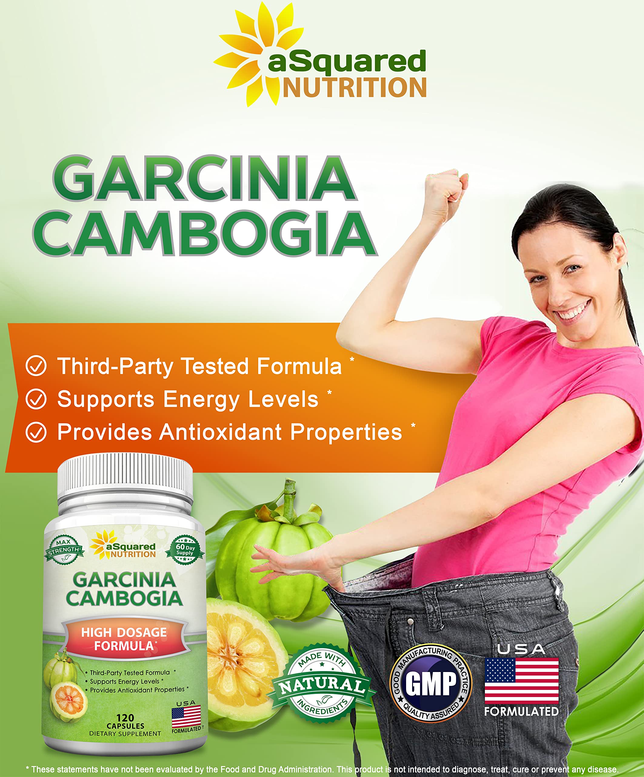 aSquared Nutrition Garcinia Cambogia 1600mg capsules on a table