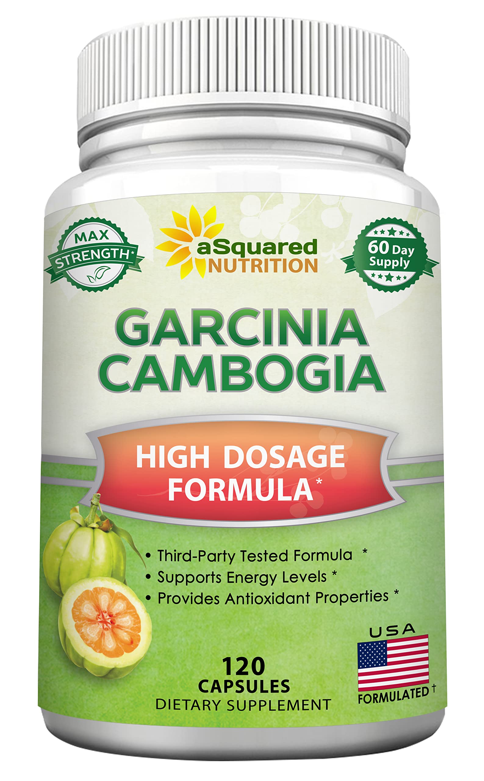 aSquared Nutrition Garcinia Cambogia 1600mg front view of packaging