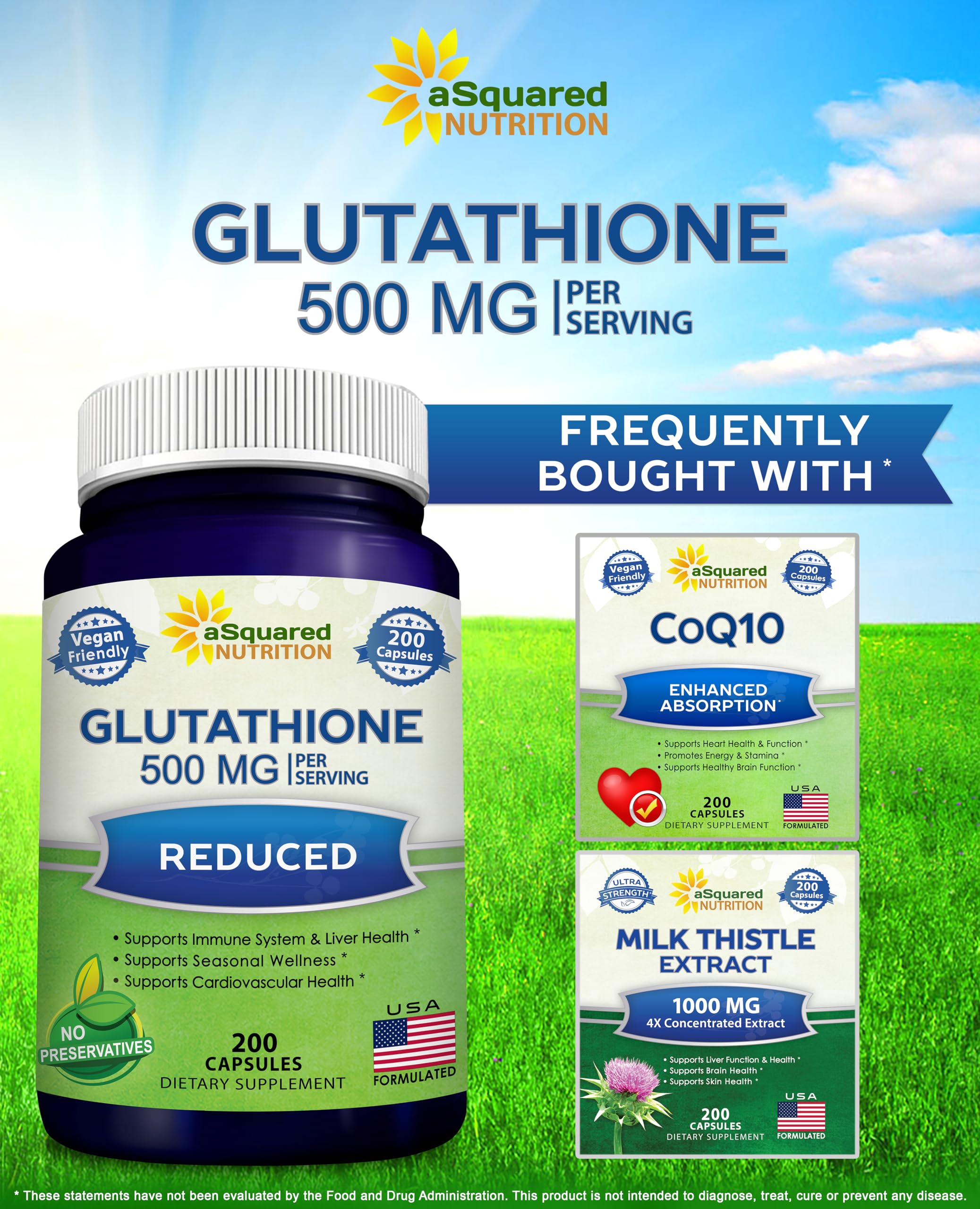 aSquared Nutrition Glutathione 500mg bottle back view