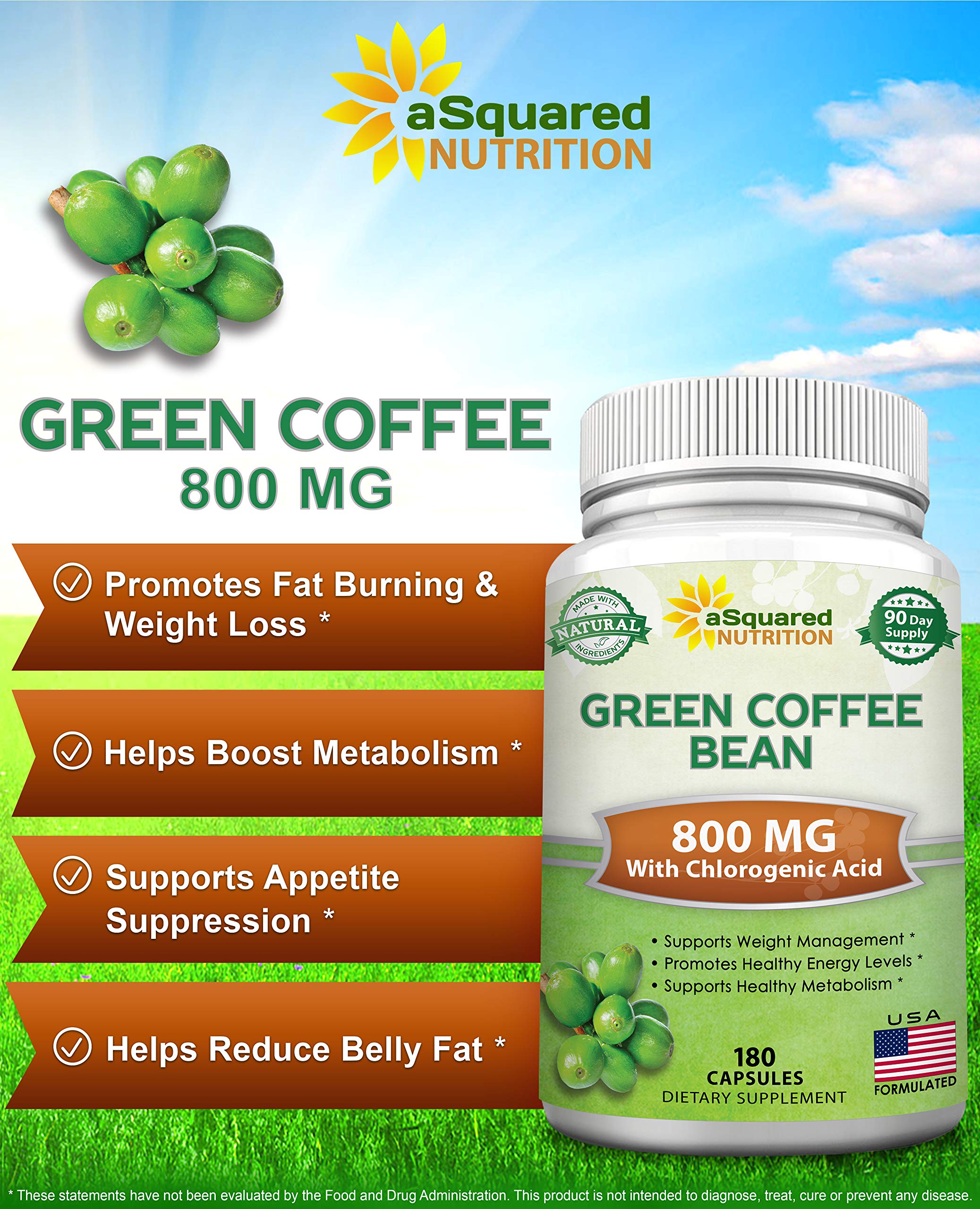 aSquared Nutrition Green Coffee Bean Extract bottle side view