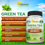 aSquared Nutrition Green Tea Extract 500mg 180 Capsules bottle with label