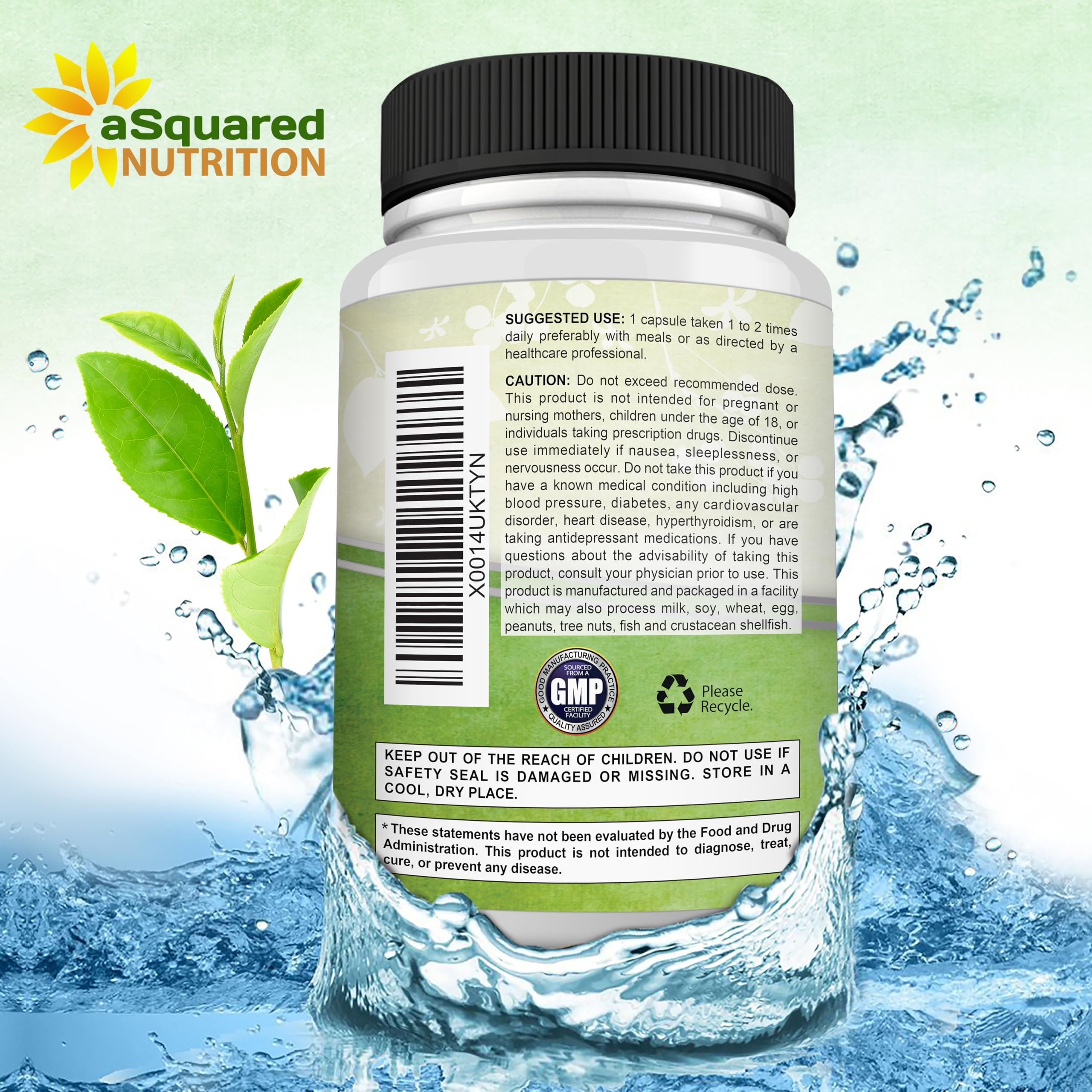 aSquared Nutrition Green Tea Extract 500mg ingredients list