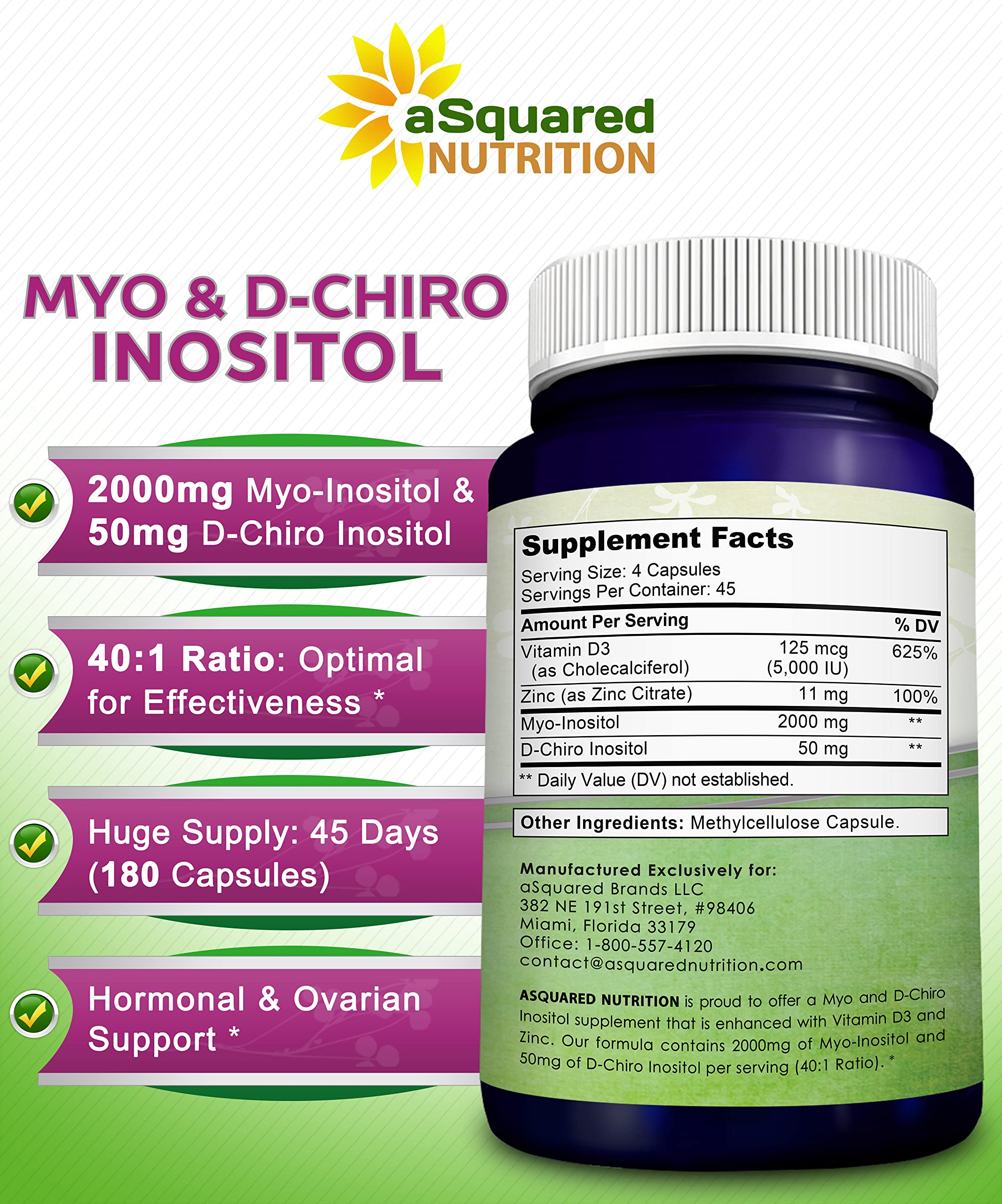 aSquared Nutrition Inositol Supplement bottle top view