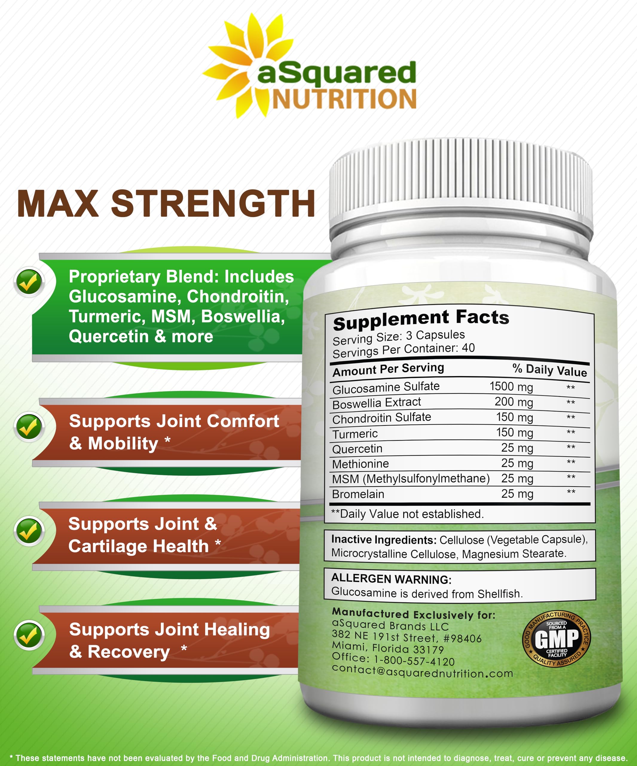aSquared Nutrition Joint Support Supplement on a wooden table
