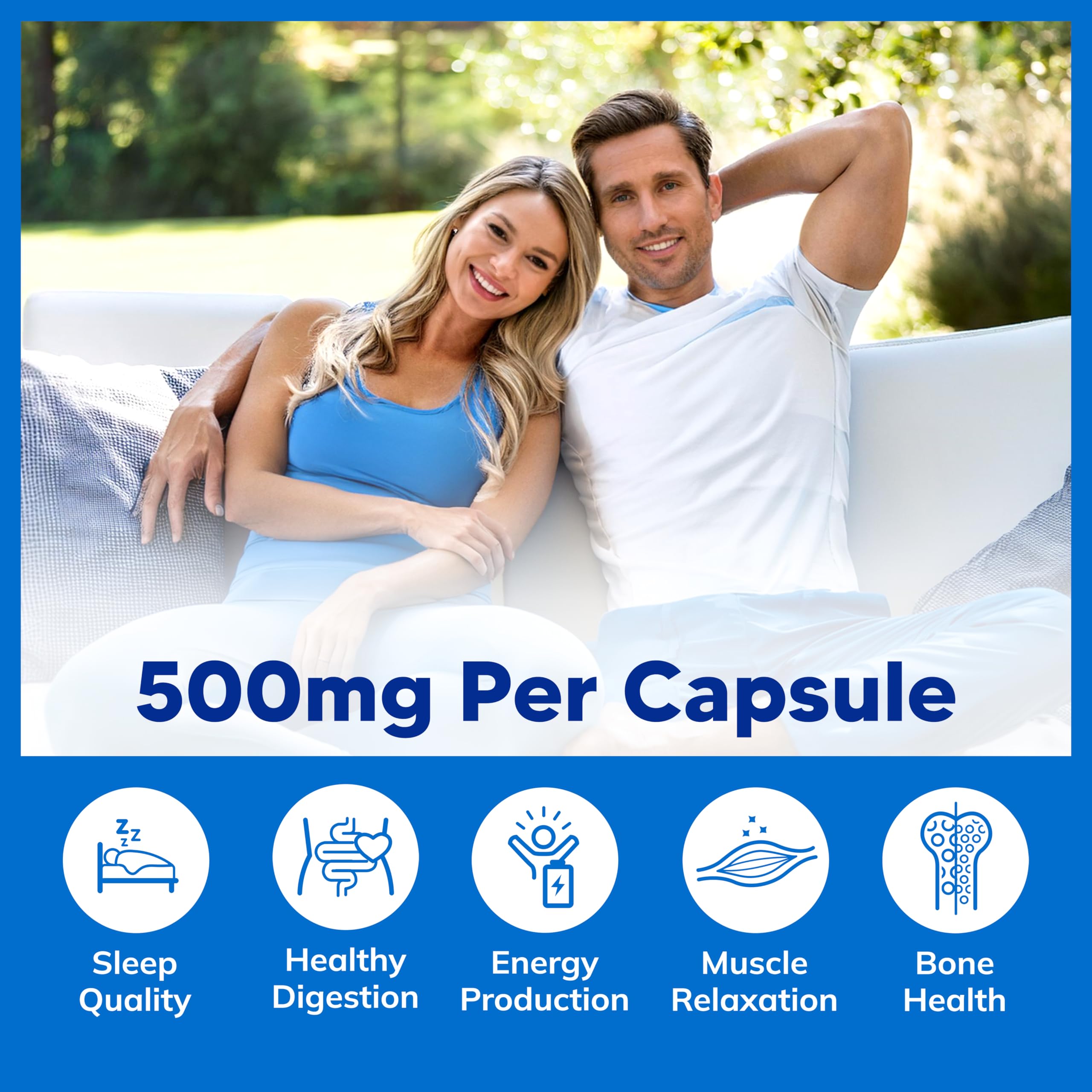aSquared Nutrition Magnesium 500mg Capsules on a wooden table