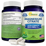 aSquared Nutrition Magnesium Citrate 200 capsules bottle front view