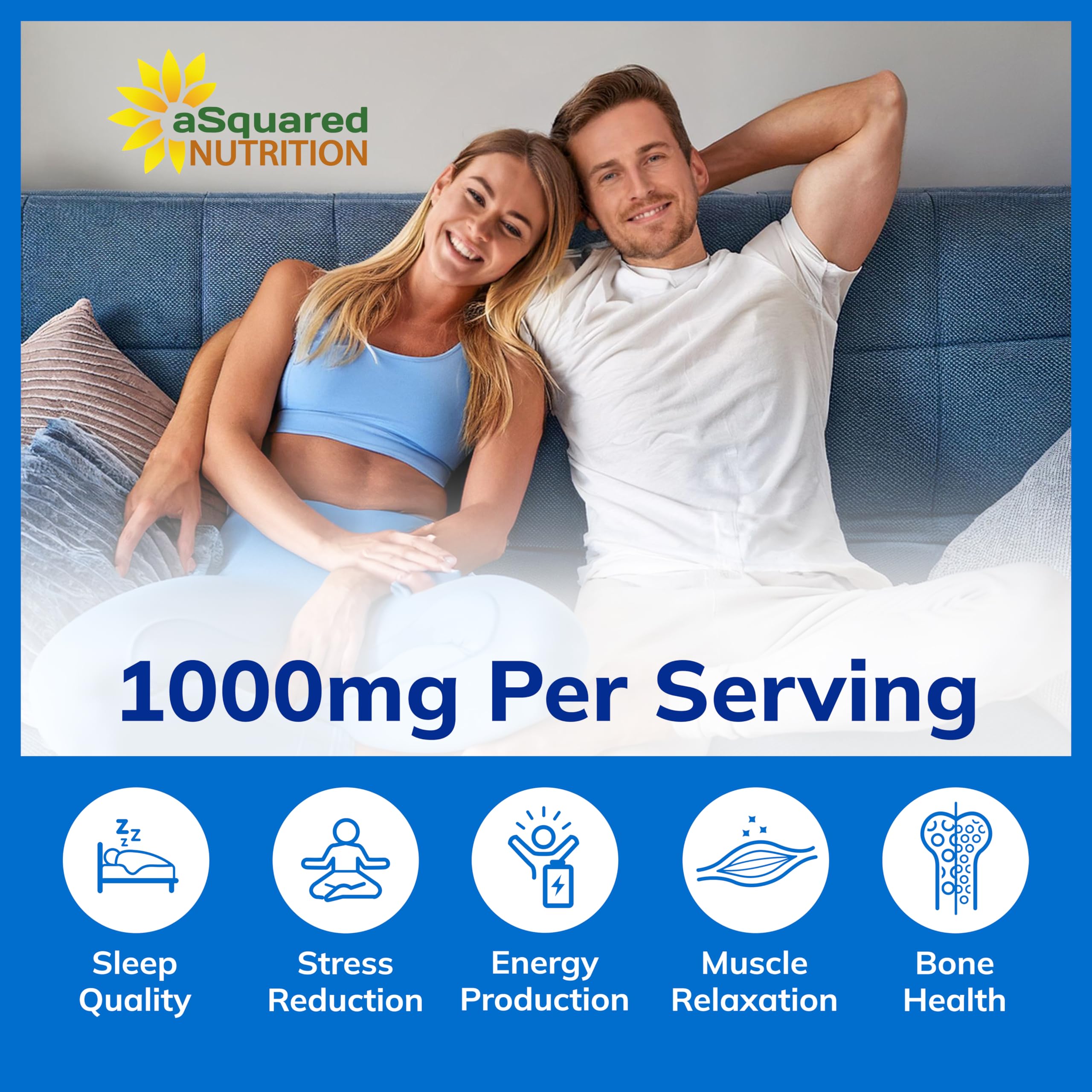 aSquared Nutrition Magnesium Glycinate 1000mg bottle top view