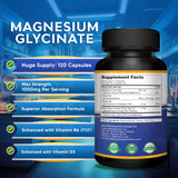 aSquared Nutrition Magnesium Glycinate 1000mg bottle with capsules scattered