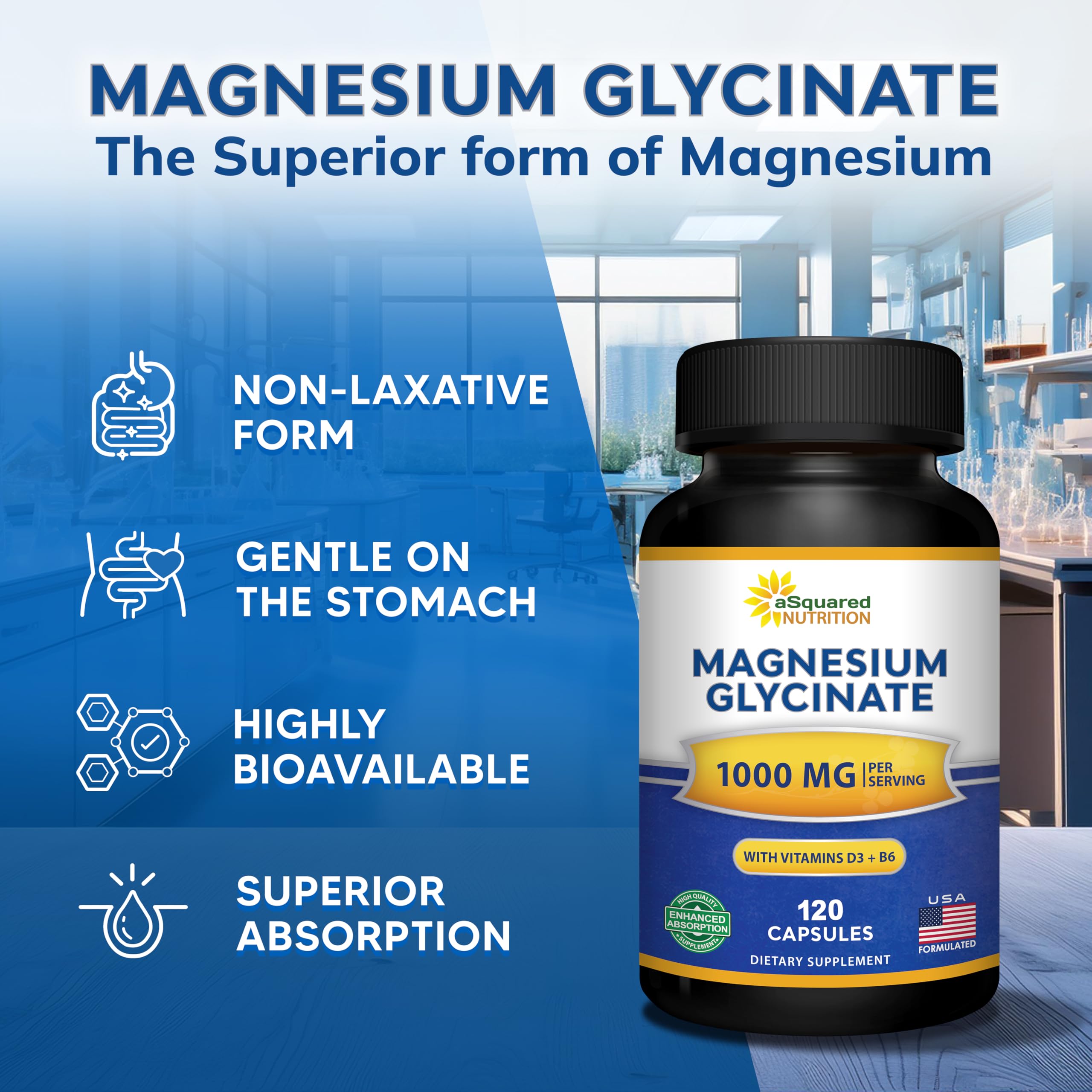 aSquared Nutrition Magnesium Glycinate 1000mg nutritional information
