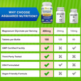aSquared Nutrition Magnesium Glycinate 400mg tablets in hand